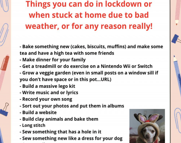 Things you can do in bad weather or lockdown